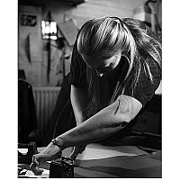 The Godiva project.Emma Batten working on the patterns.